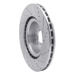 Genesis G70 Brake Rotor (1) - Front Left - R1 Concepts - Drilled & Slotted - Silver - `18-`22